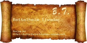 Bettelheim Tivadar névjegykártya